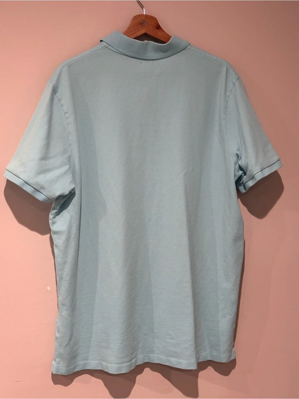 Polo by Ralph Lauren Men’s Light Blue Polo with Pink Logo